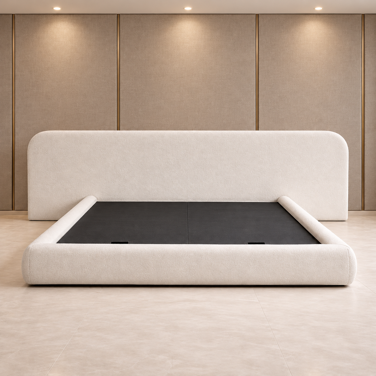 Arden Ivory Upholstered Bed with Extra-Wide Headboard – Ruby