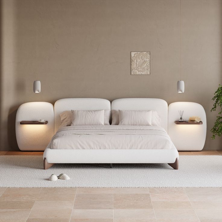 Zenith Glow Upholstered Bed with Floating Nightstands