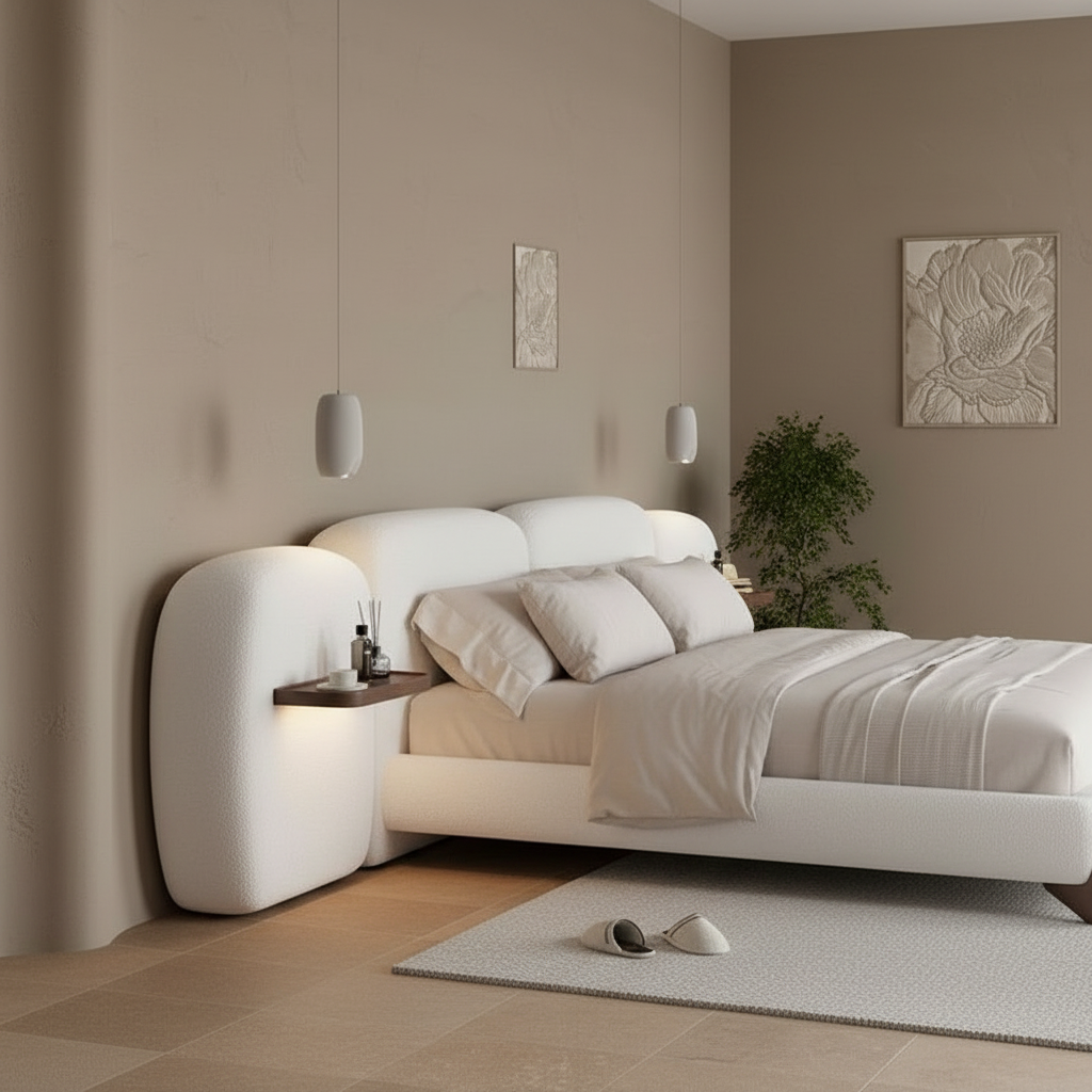Zenith Glow Upholstered Bed with Floating Nightstands