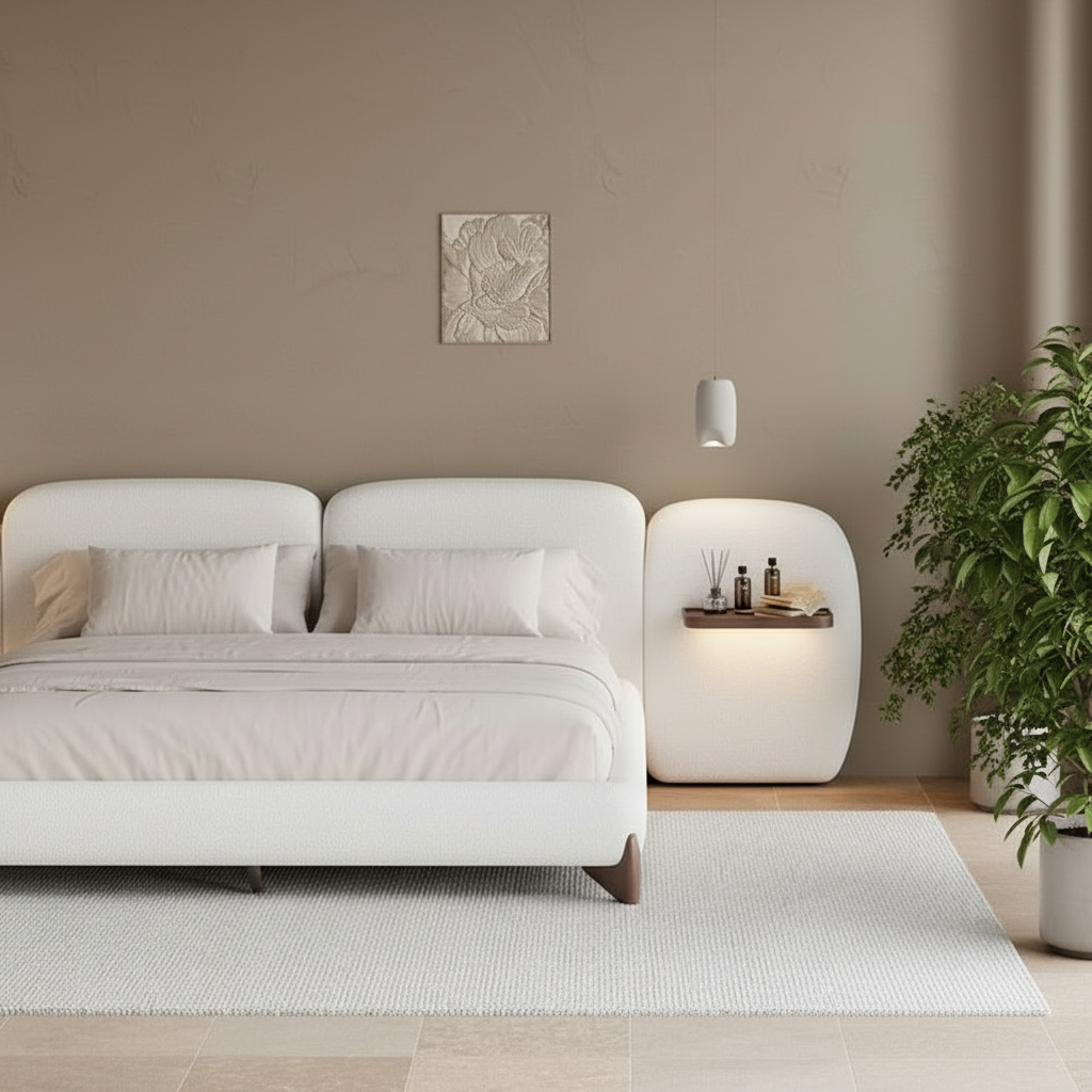 Zenith Glow Upholstered Bed with Floating Nightstands