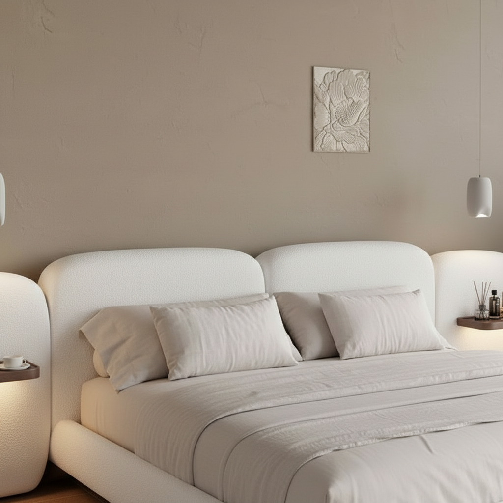 Zenith Glow Upholstered Bed with Floating Nightstands
