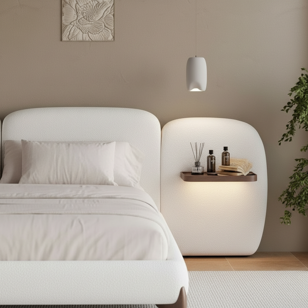 Zenith Glow Upholstered Bed with Floating Nightstands