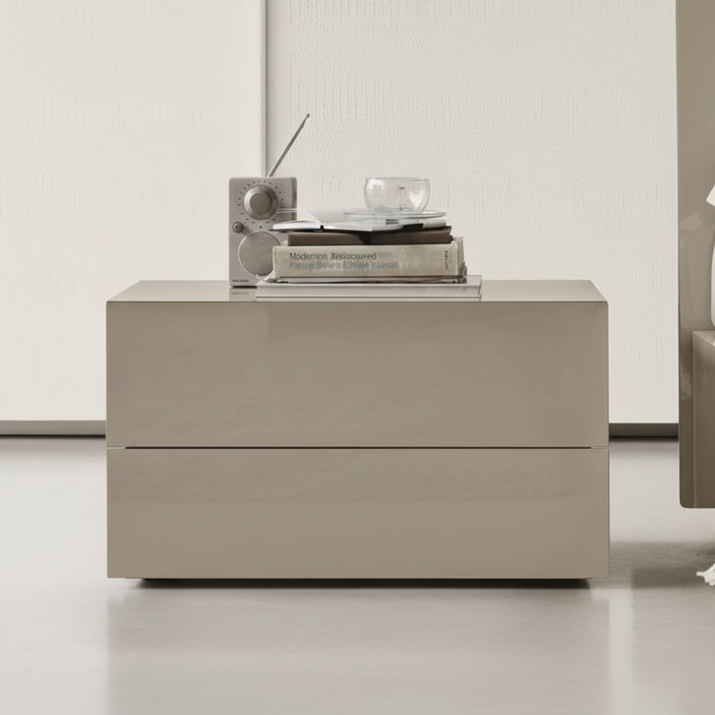 Buy Amber Modern Bedside Table with 2 Drawers | Nightstand