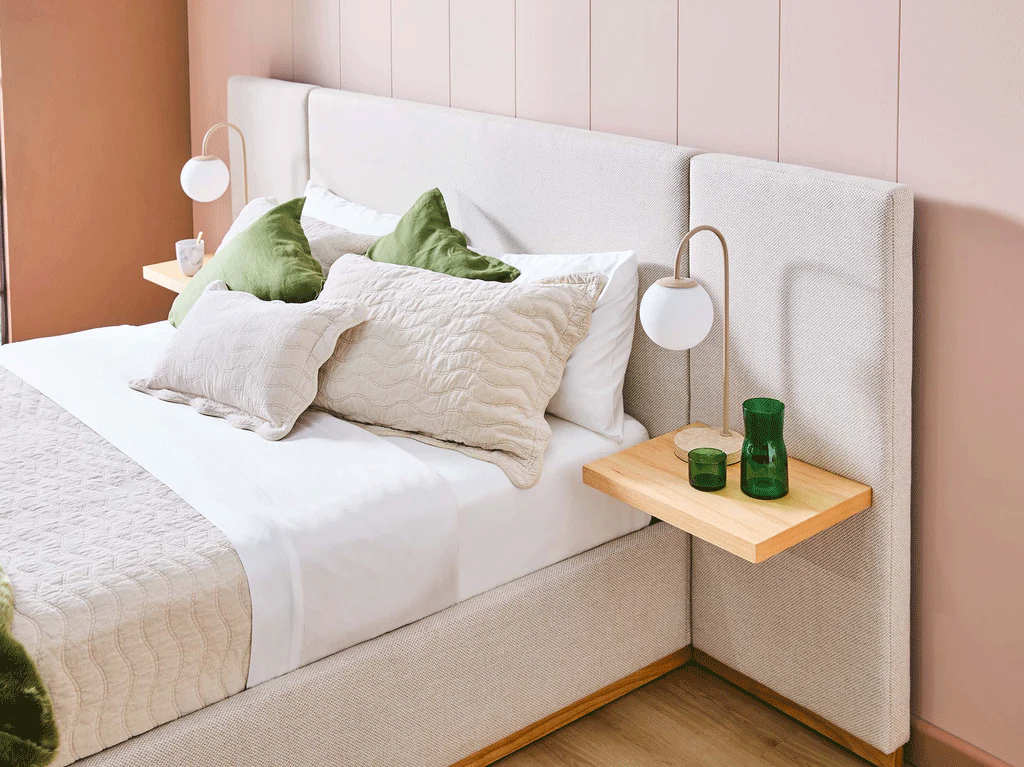 Queen Bed Frame with Storage UAE | Laguna Bed Frame - Queen Size in Nordic Latte | Ruby Mattress