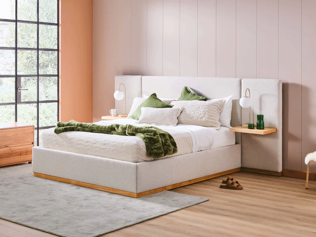Queen Bed Frame with Storage UAE | Laguna Bed Frame - Queen Size in Nordic Latte | Ruby Mattress