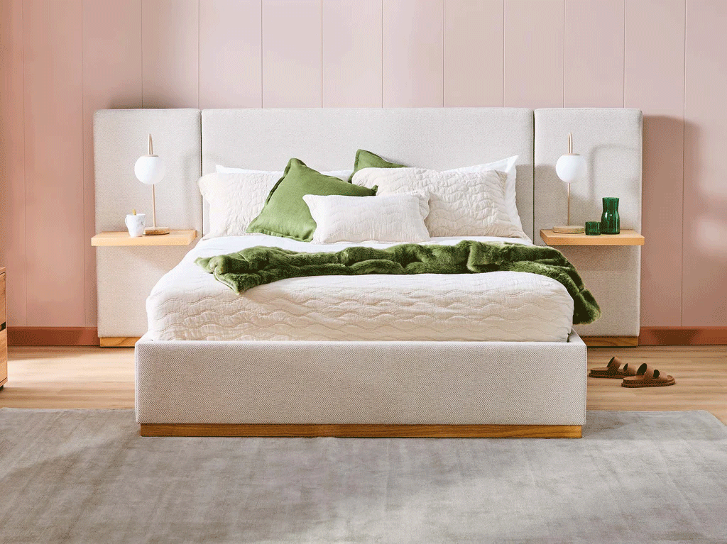 Queen Bed Frame with Storage UAE | Laguna Bed Frame - Queen Size in Nordic Latte | Ruby Mattress