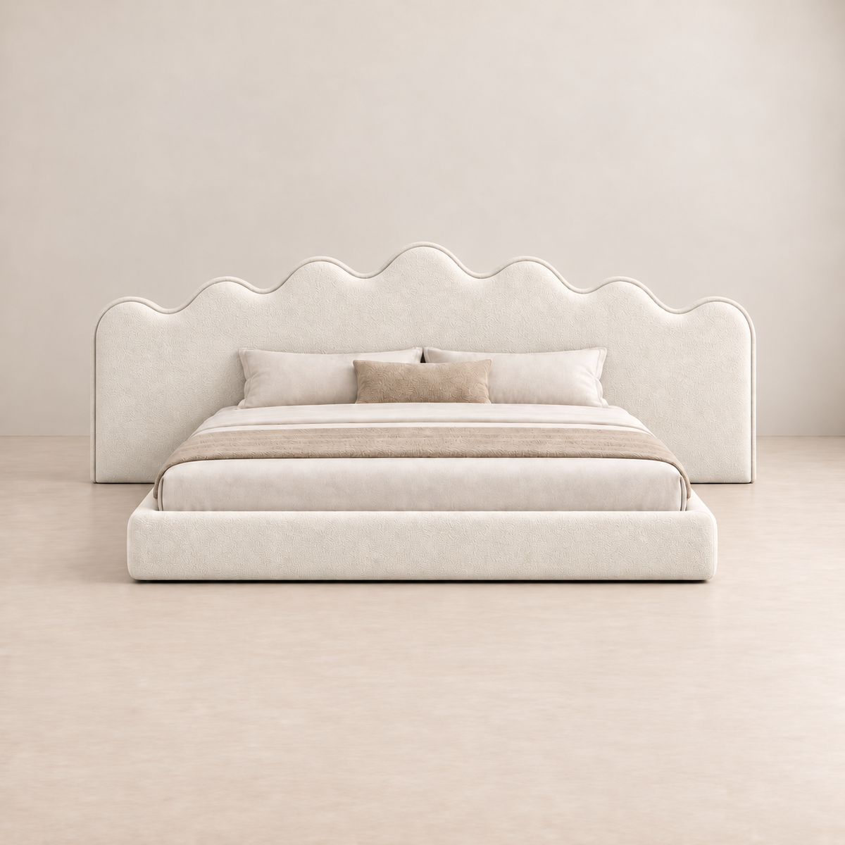 Aurelia Scalloped Bed – Luxury Upholstered Wave Headboard Bed