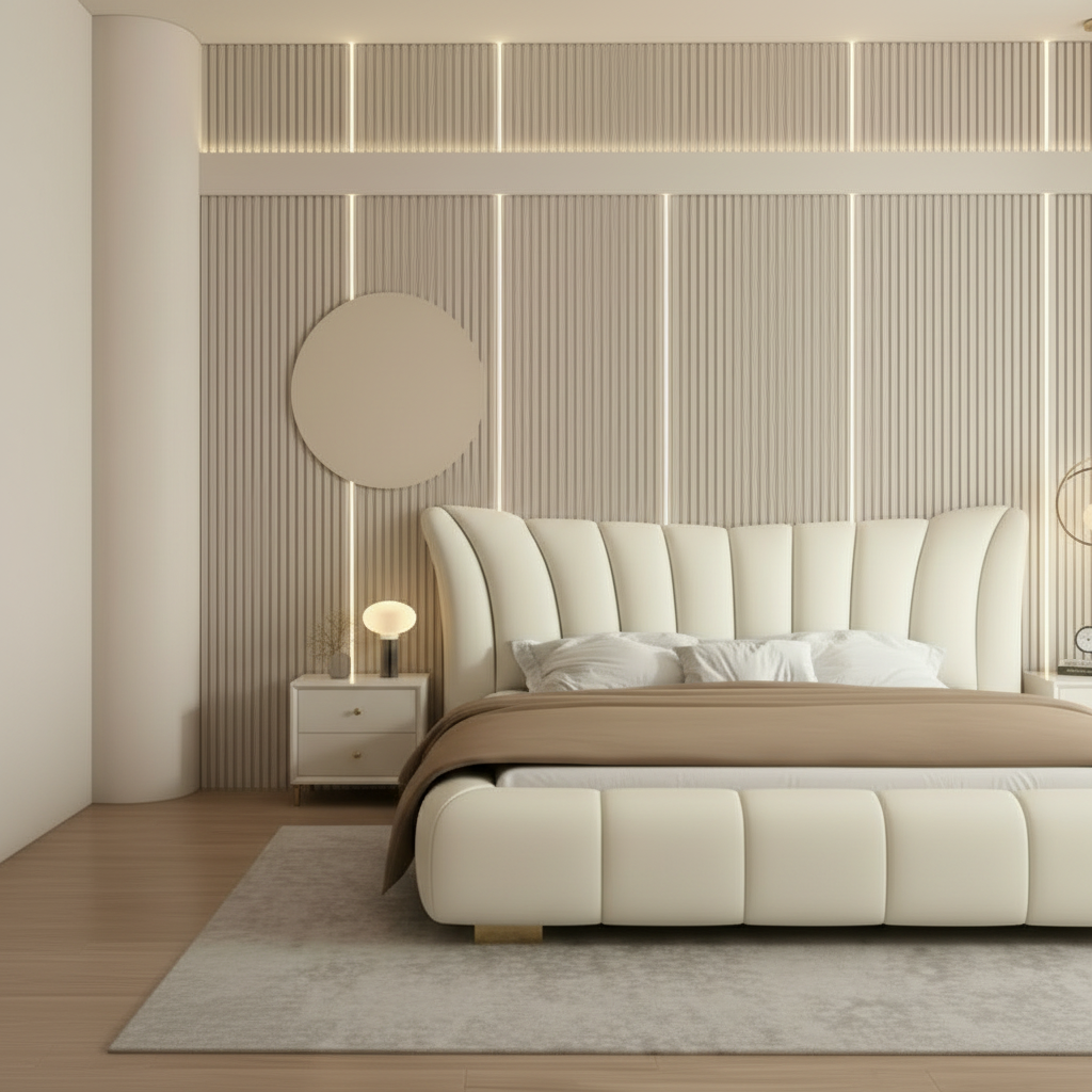 Cresta Modern Wingback Upholstered Bed