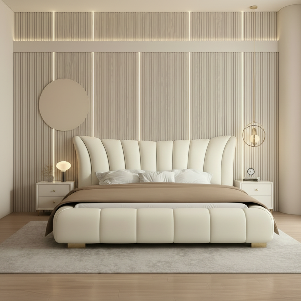 Cresta Modern Wingback Upholstered Bed
