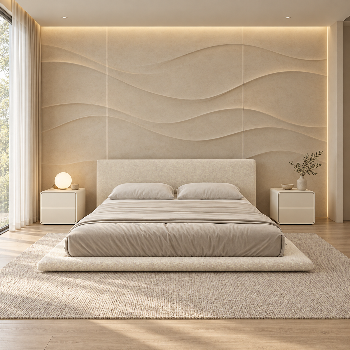 Aeris Ivory Upholstered Low Platform Bed – Ruby