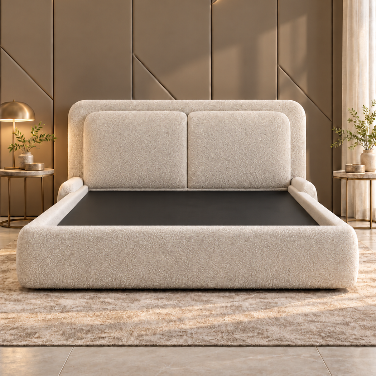 Aurelia Cream Upholstered Bed with Double-Panel Headboard – Ruby