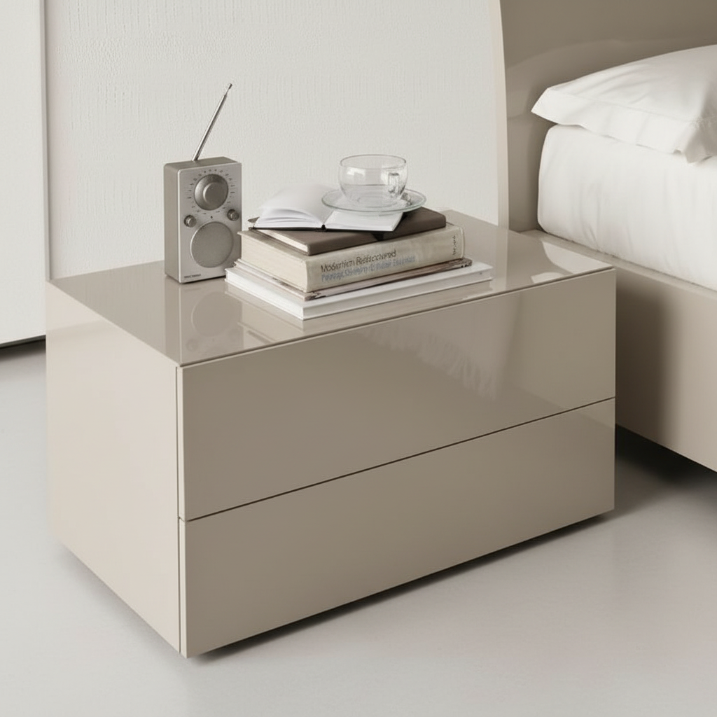 Buy Amber Modern Bedside Table with 2 Drawers | Nightstand