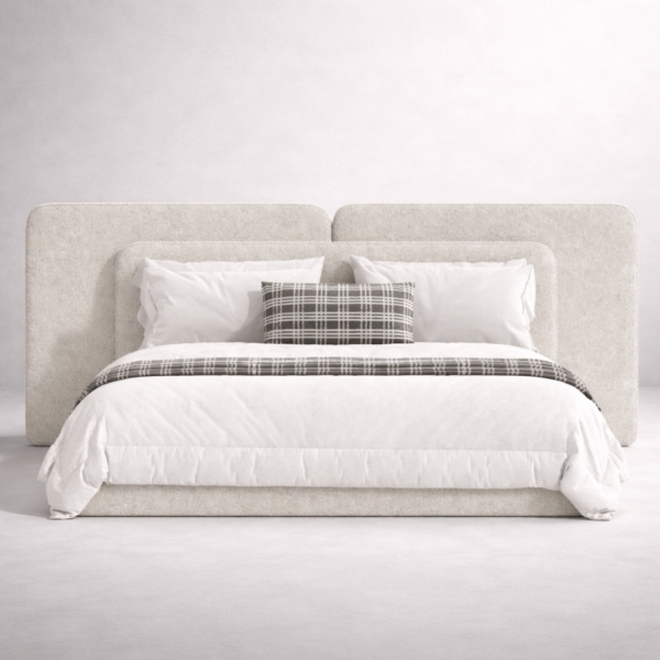 Shop Now Modern Queen Size Bed with Layered Rounded Headboard Design